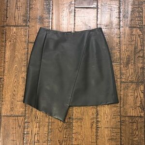 Ted Baker Black Asymmetrical Faux Leather Mini Skirt